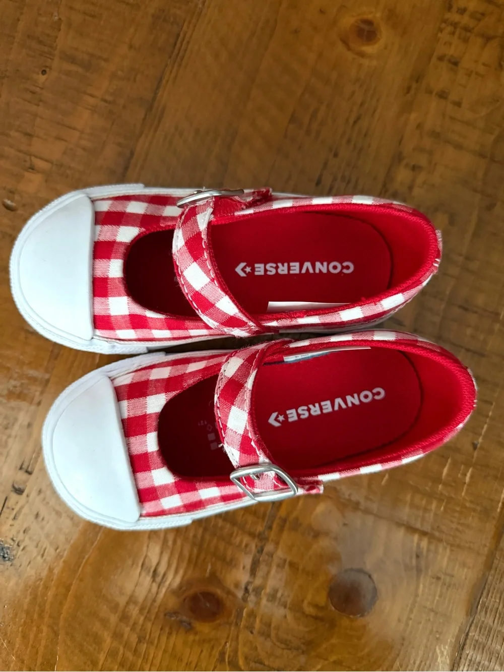 Brand New Converse Toddler Girl Red and White Gingham Mary Jane Shoes